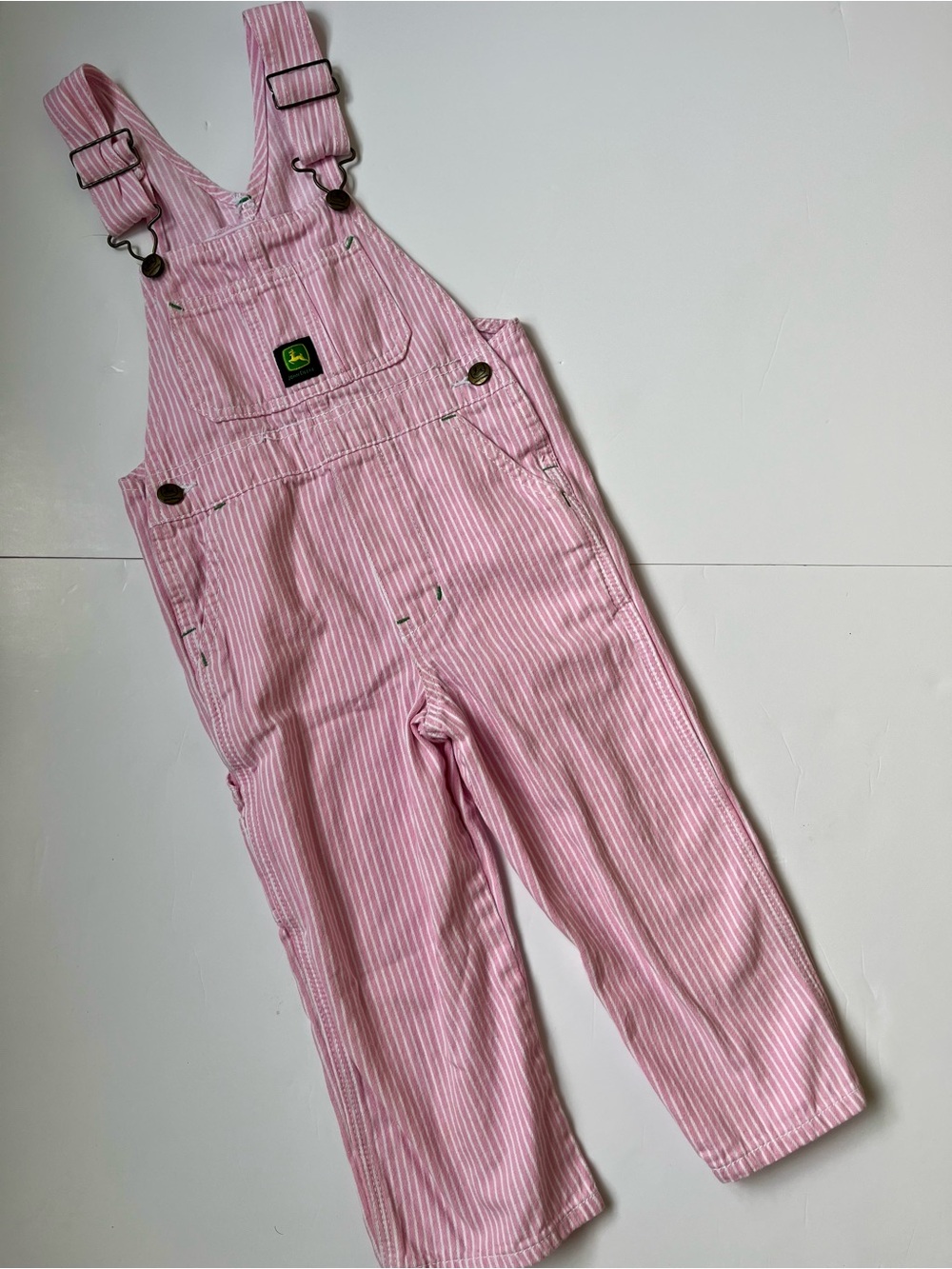 John Deere Kids' Light Pink Stripe Overalls